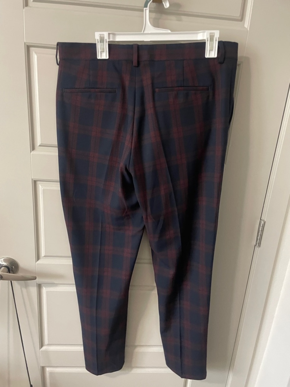 ASOS Navy & Burgundy Plaid Dress Trousers - Picture 3 of 3